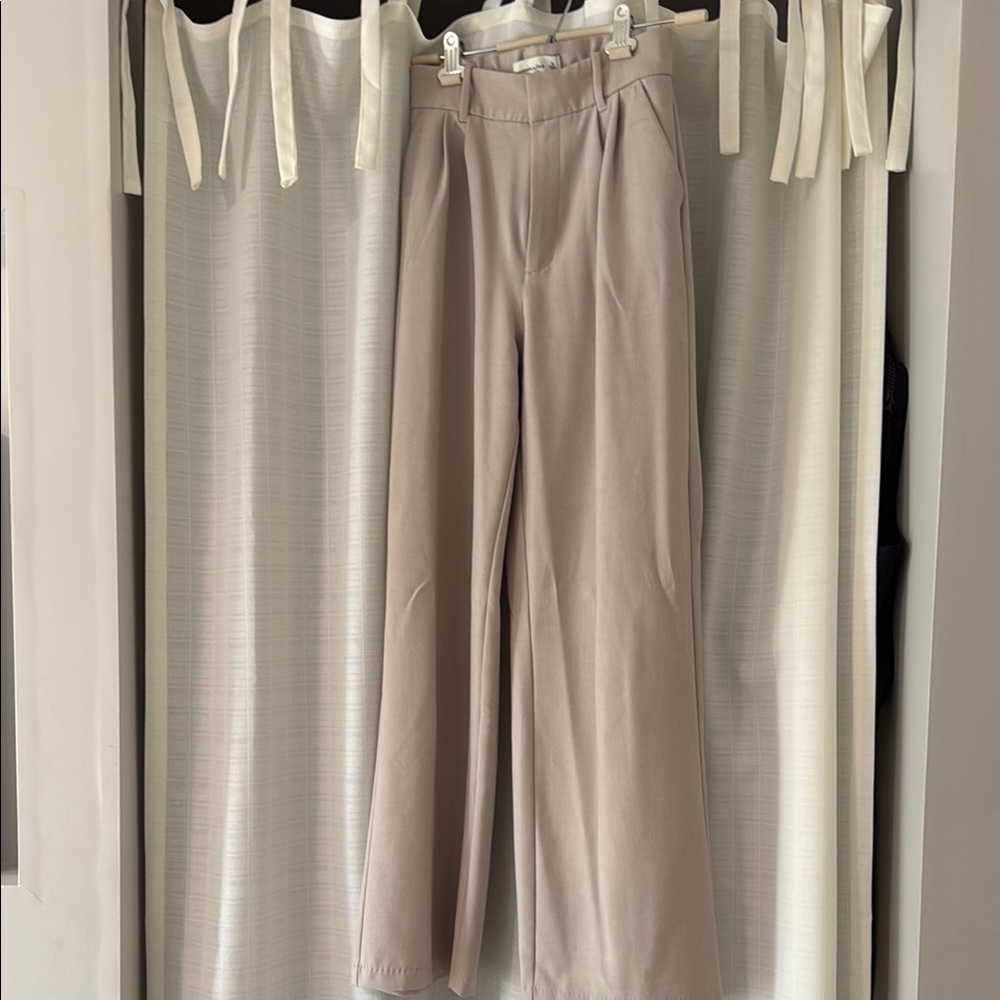 Abercrombie Small Long Tan Wide Leg Trousers
